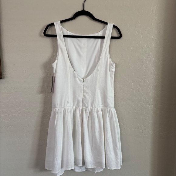 WILD FABLE Linen Blend Button-Front Drop Waist Mini Dress in White NEW - Picture 15 of 15